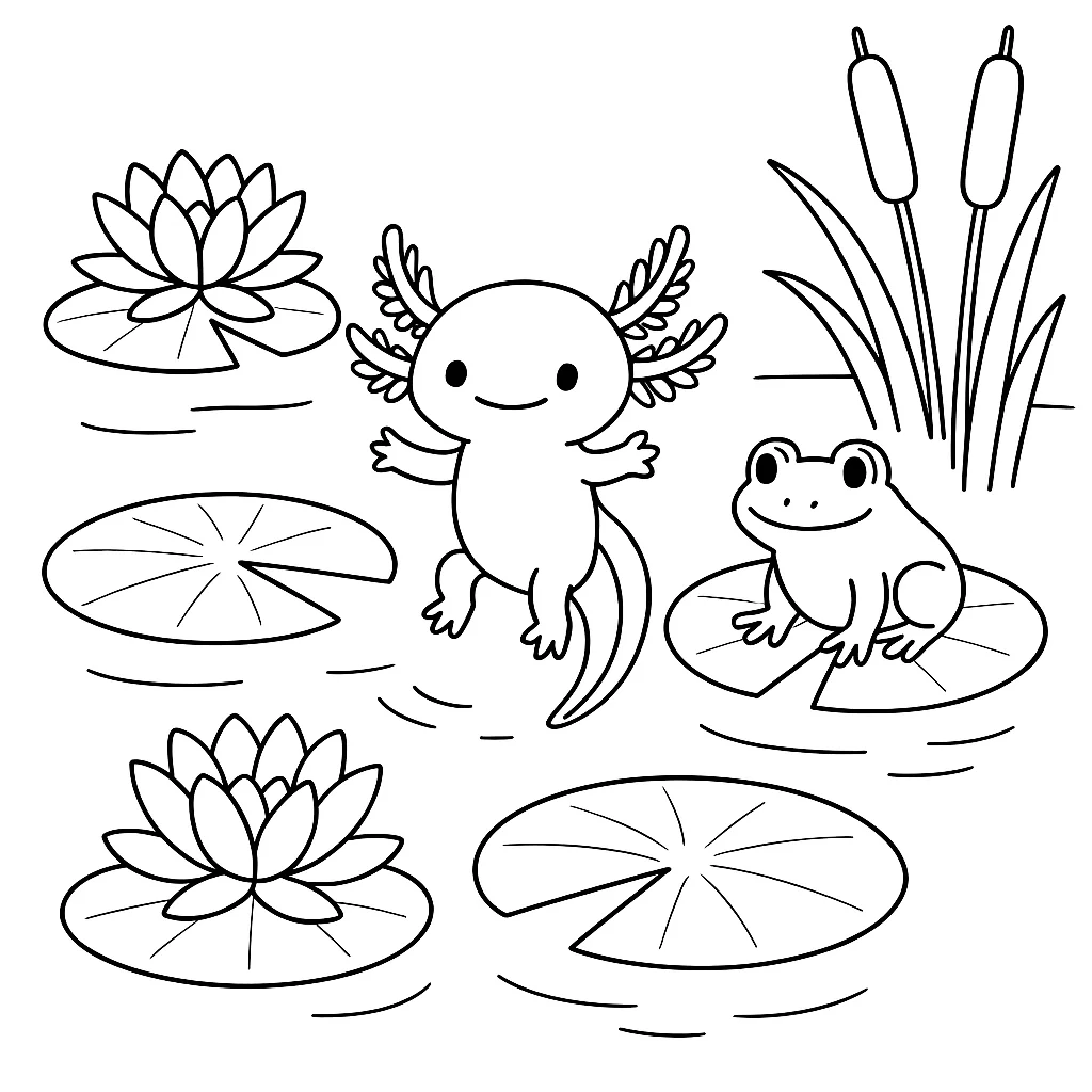 Axolotl in the Pond