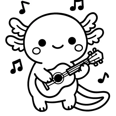Axolotl Making Music coloring page