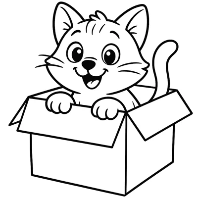 Cat's Cardboard Castle coloring page
